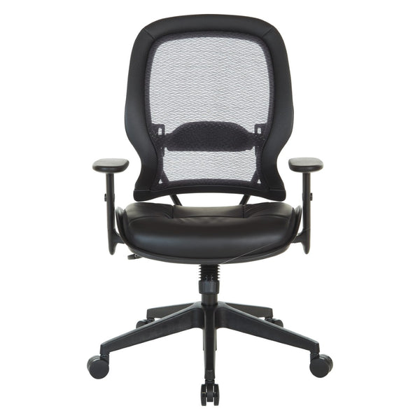 OSP Home Furnishings Dark Air Grid Back Manager Chair with Lumbar Support and Antimicrobial Seat Fabric 5790D-R107