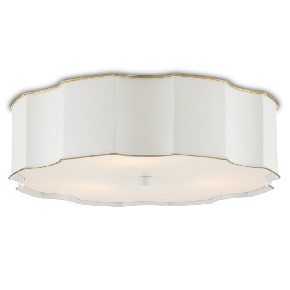 Wexford White Flush Mount Light Fixture - Elegant Metal Design with Opaque Acrylic Diffuser