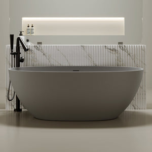 English Elm 70.6'' Freestanding Resin Stone Soaking Tub Polished Spa Bath with Drain Overflow W2753P477965