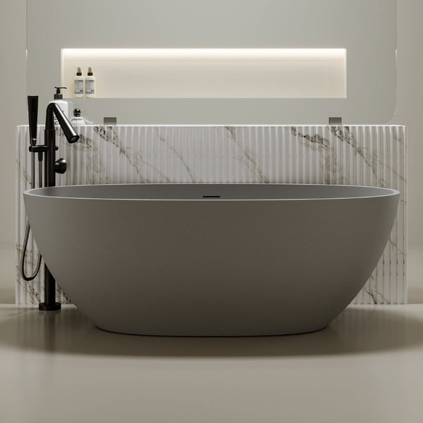 English Elm 70.6'' Freestanding Resin Stone Soaking Tub Polished Spa Bath with Drain Overflow W2753P477965