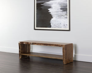 Sunpan Ridge Live Edge Bench - Captivating Solid Acacia Wood Design with Functional Bottom Shelf Storage Natural