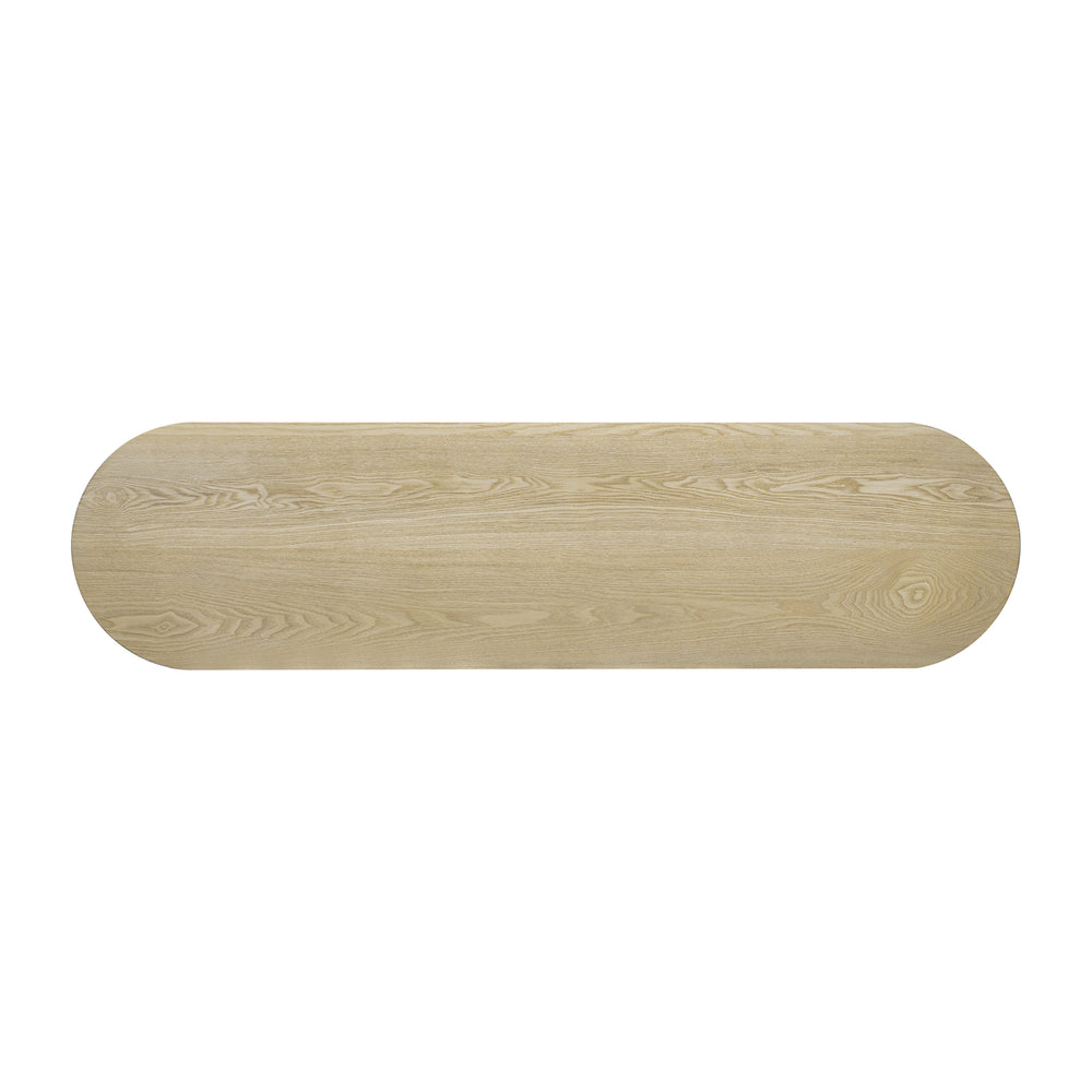 English Elm TREXM Modern Farmhouse Sideboard Cabinet with Fluted Panels, Tempered Glass Doors & Adjustable Shelves Natural N715P264923D