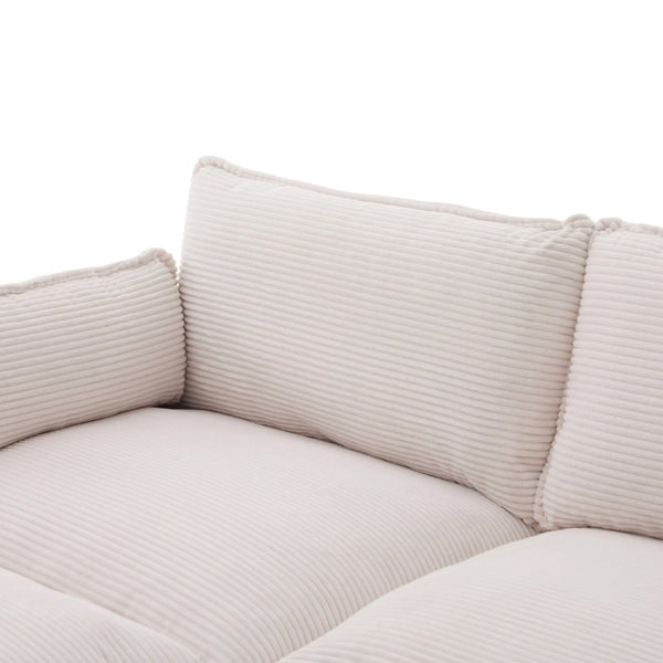 English Elm United We Win Modular Corduroy Sectional with Ottoman Low Profile Living Room Couch Beige W1568S00259