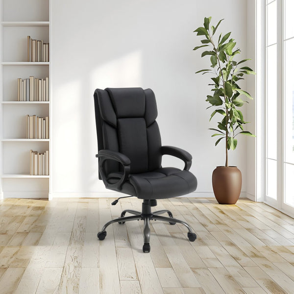 OSP Home Furnishings Execuative High Back Faux Leather Office Chair with Lumbar Support and Pneumatic Lift High-Back Black FL14570-U6