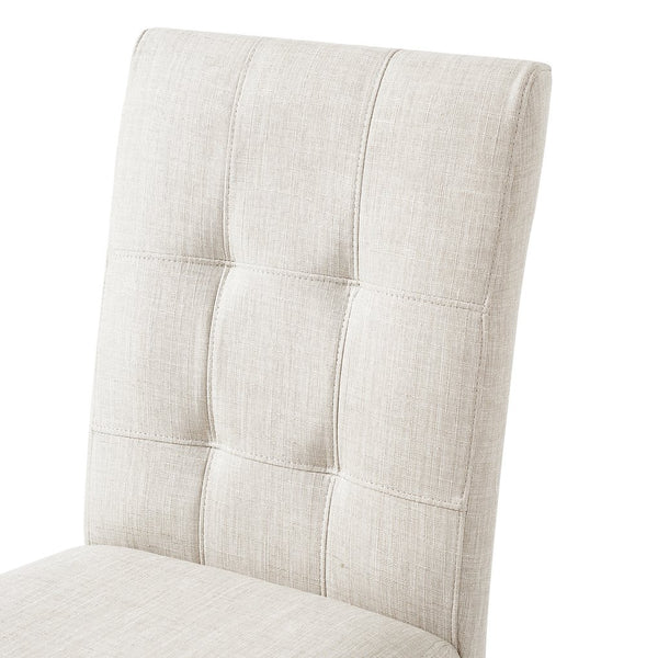 English Elm Wooden Modern Dining Chairs Set of 4 with Upholstered Beige Fabric, Rubber Wood Legs, 250lb Capacity Natural+Beige N752P300578N