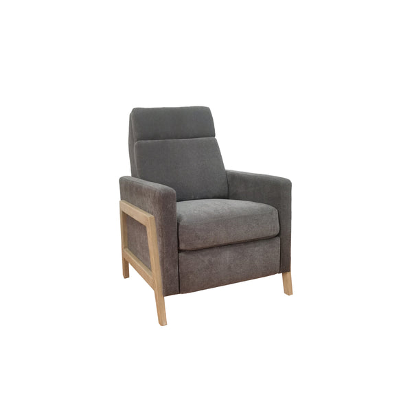 JLA Home Chapel Hill - Recliner Luna modern compact recliner with exposed wood frame, independent back and footrest comfort Grey CH103-0003