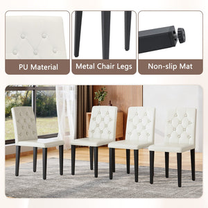 English Elm Table 5-Piece Stylish Dining Set With Textured Black Wood Table & Ergonomic White Pu Chairs W1151S04310-GIGA