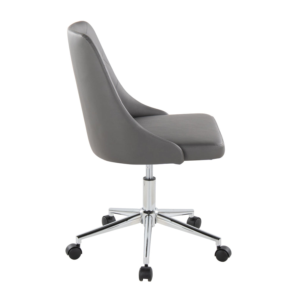 English Elm Marche Modern Swivel Task Chair In Grey Faux Leather With Chrome Casters For Stylish Home Offices B202P223941