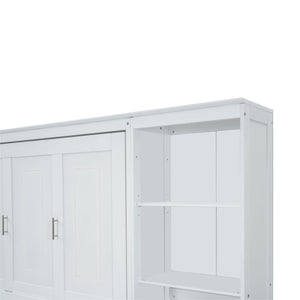 English Elm Full Full Size Murphy Bed with Desk and Bookshelf in White — Space-Saving Pine/MDF Foldaway with Work Surface and 600lb Capacity GX004001AAK