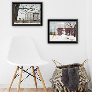 English Elm Trendy Billy Jacobs Pastoral Winter Two Panel Black Framed Art for Living Room B067P255221