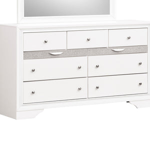 English Elm Madrid 6-Drawer Chest with Felt Lined Tray, Silver Acrylic Trim & Nickel Handles for Modern Storage White 43 L x 66 W x 20 H B078P286064