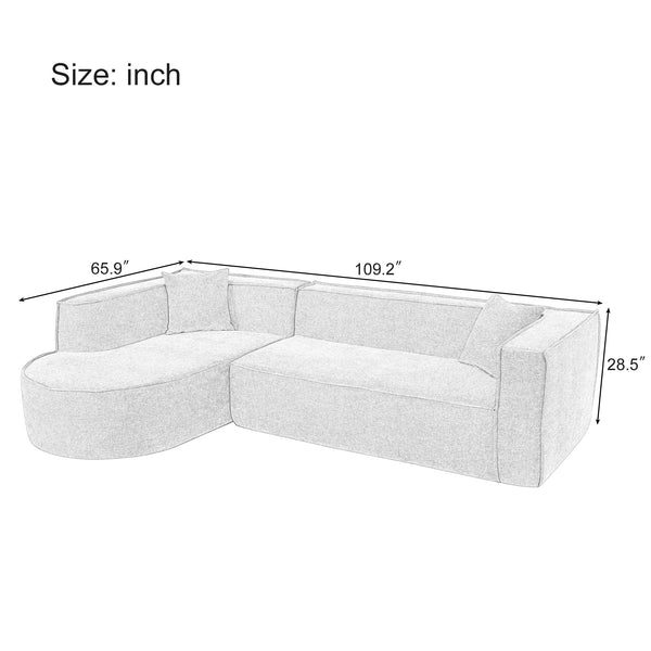 English Elm U_Style Modern Sectional Sofa with Curved Design, Luxurious Chenille Upholstery, Foam+Pocket Spring Comfort Beige WY000417AAA