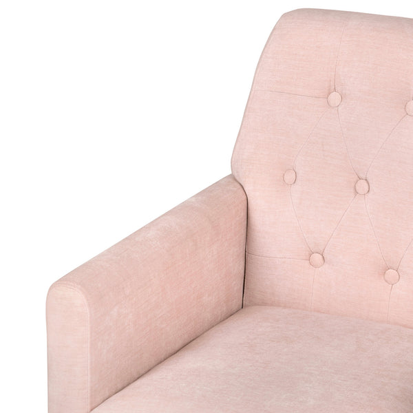 Crestview Collection Modern Accent Chair - Stylish Upholstered Furniture With Button Tufting And Gold Legs For Any Room Pink Solid Wood Evfzr4352bpnk