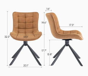 English Elm Mid-Century Modern Swivel Accent Chair Set Of 2 - Stylish, Durable Faux Leather Dining Chairs, Brown T3903P405996