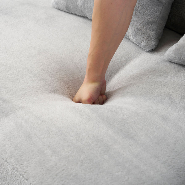 English Elm Modern curved modular sofa with dark plush upholstery, ergonomic design, versatile multi-seat lounge solution for contemporary living rooms LIGHT GREY W3612S00007