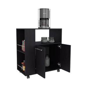 English Elm Wengue Elegant Kitchen Cart with Microwave Shelf, Open Storage & Compact 29.5" Width for Style and Organization B062P290275
