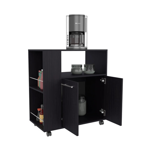 English Elm Wengue Elegant Kitchen Cart with Microwave Shelf, Open Storage & Compact 29.5" Width for Style and Organization B062P290275