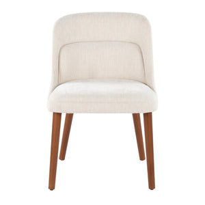 English Elm Chair Set of 2 Mid-century Modern Upholstered Dining Accent with Tapered Wood Legs Cream,Walnut B202P471335