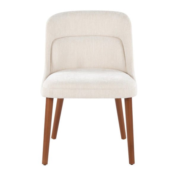English Elm Chair Set of 2 Mid-century Modern Upholstered Dining Accent with Tapered Wood Legs Cream,Walnut B202P471335