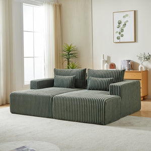 English Elm 87" Oversized Cloud-Like Chaise Lounge - No Assembly, Plush Army Green Sleeper Sofa For Modern Spaces W834S00322