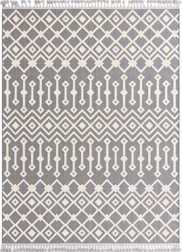 Unique Loom Arlo Lenny Machine Made Tribal Rug Charcoal, Ivory 7' 10" x 10' 0"