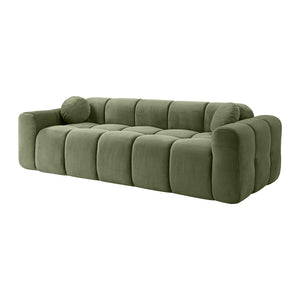 English Elm 98.4" Corduroy Cloud Puff Sofa Vacuum Packed 4-seater Living Room Couch with Pillows Green W5515P477307