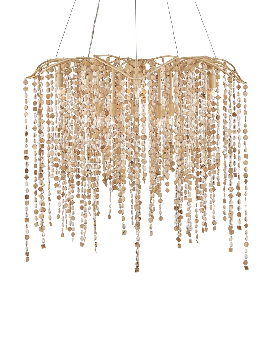 Currey & Company Kealia Large Chandelier - Stunning Biophilic Design With Hand-beaded Shells And Adjustable Height Natural Coco Shells ,Shells ,Wrought Iron 9000-1300-currey-company