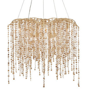 Currey & Company Kealia Large Chandelier - Stunning Biophilic Design With Hand-beaded Shells And Adjustable Height Natural Coco Shells ,Shells ,Wrought Iron 9000-1300-currey-company