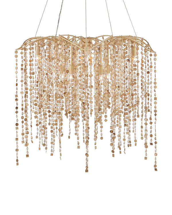 Currey & Company Kealia Large Chandelier - Stunning Biophilic Design With Hand-beaded Shells And Adjustable Height Natural Coco Shells ,Shells ,Wrought Iron 9000-1300-currey-company