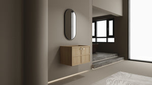 English Elm 30" Modern Wall-Mounted Bathroom Vanity Cabinet, Oak Plywood Finish, 2 Soft-Close Doors, Hardware Included W1972P265284