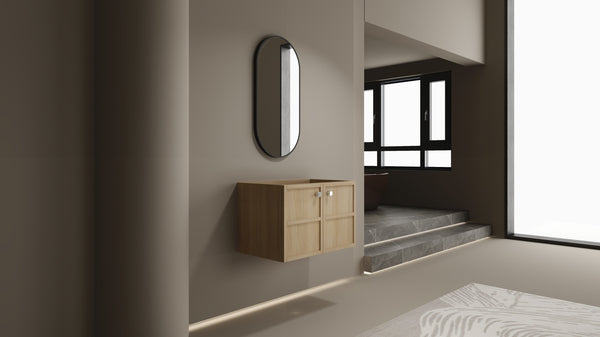 English Elm 30" Modern Wall-Mounted Bathroom Vanity Cabinet, Oak Plywood Finish, 2 Soft-Close Doors, Hardware Included W1972P265284