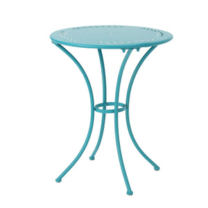 English Elm Christopher Knight Home® - LOURDES 3 PC KD METAL SET Bistro Patio 3-Piece Cast Iron Table & 2 Stackable Cafe Chairs, Weatherproof Elegance Teal 56559.00MCT
