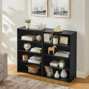 English Elm CD MDF 8-Tier Media Cabinet with Adjustable Shelves, 71" Tall Sturdy Storage for Home Office Display and Organization Black W2972P333113