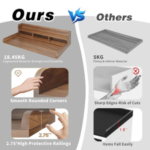English Elm Washer Dryer Wood Look Shelf Topper with Raised Edge Double Layer Laundry Organizer Dark Walnut W2641P446883