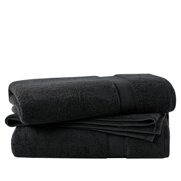 JLA Home Madison Park Signature - Quick 100% Cotton 6pc Towel Set — Plush Zero-Twist Terry, 400 GSM Quick-Dry, Absorbent & Durable Black MPS73-526