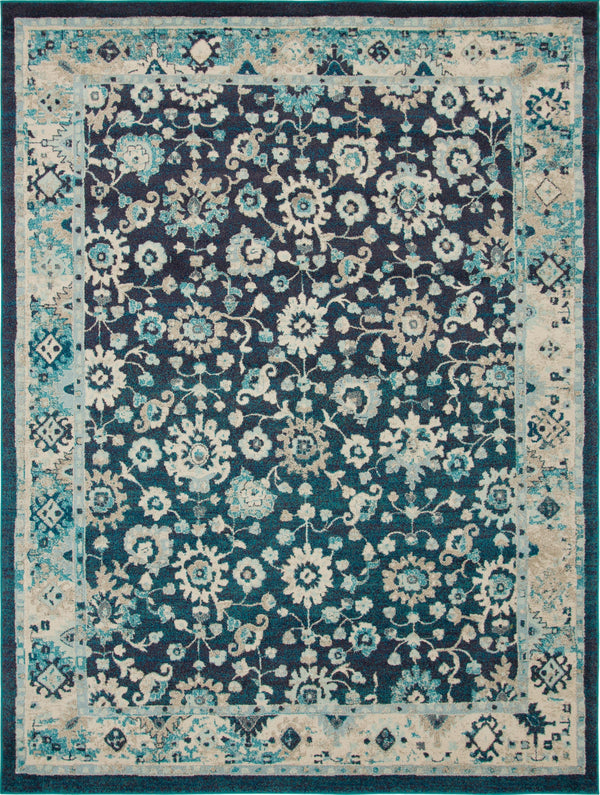 Unique Loom Penrose Krystle Machine Made Floral Rug Navy Blue, Beige/Blue/Ivory 9' 0" x 12' 0"