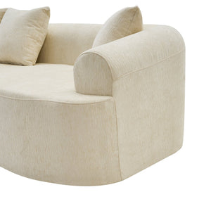 English Elm Curved Chenille Modular Sectional Sofa Boneless High-density Foam for Apartment Living White W3728S00007