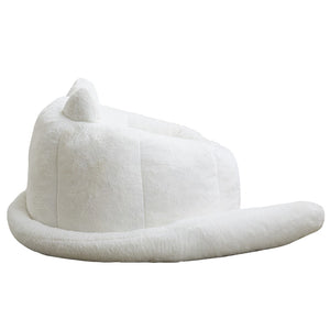 English Elm Cat-shaped Bean Bag Sofa with Sculptural Tail Armrest for Playful Living Spaces White W2311P457293