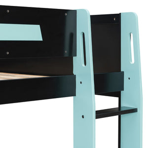 English Elm Full-size Gaming Loft Bed with Integrated Rgb Desk Usb Ports and Esports Frame Blue LT000239AAC