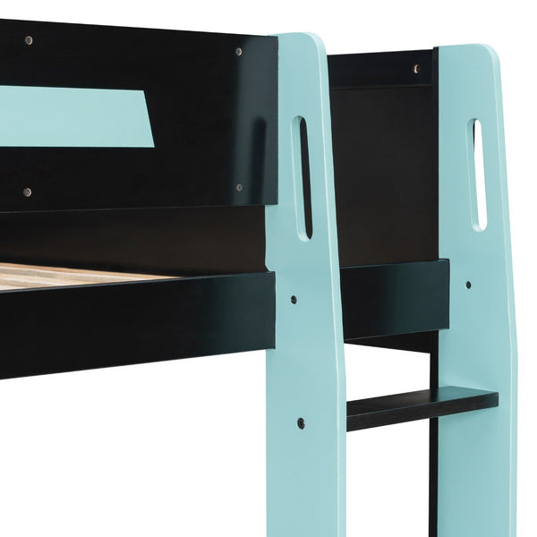 English Elm Full-size Gaming Loft Bed with Integrated Rgb Desk Usb Ports and Esports Frame Blue LT000239AAC