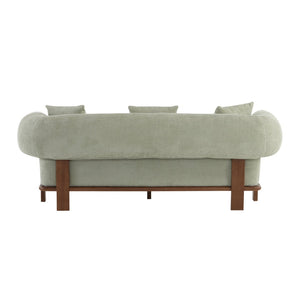 English Elm Round Arm Curved Sofa Plush Upholstered Mid-century Living Room Lounge Seating Light Green N771P270523L