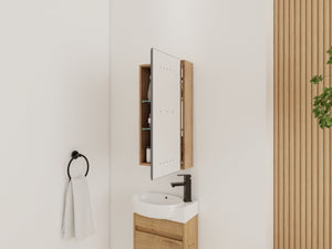 English Elm 14'' Wall Mounted Bathroom Medicine Cabinet with Adjustable Glass Shelves and Mirror Door W999P470285