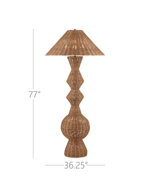 Currey & Company Nirvana Grande Floor Lamp - Oversized Geometric Rattan Design With Warm Glow & Easy Foot Switch Natural Rattan 8000-0172-currey-company