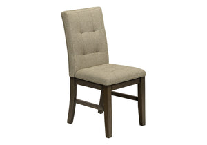 English Elm Dining Chair Set of 2 Tufted Brown Fabric Grey Wood Frame Transitional Seating B2710P461769