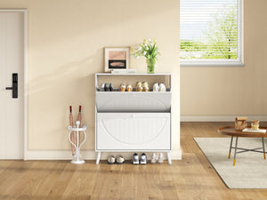 English Elm Efficient Narrow Tipping Bucket Cabinet Solid Wood Legs Carved Panels Slim Home Storage W2948P385231