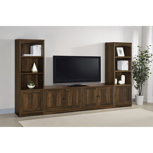 English Elm Sloat Matte Black Three Piece Entertainment Center with Media Towers for Large Tvs B062S01796