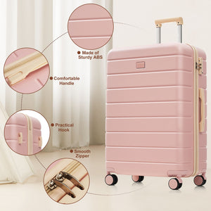 English Elm Premium Abs Hardshell 3 Piece Suitcase Set with Tsa Locks and Spinner Wheels Pink N726P296022S