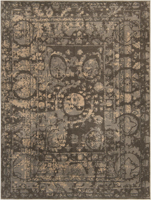 Unique Loom La Jolla Vintage Machine Made Border Rug Gray, Silver/Ivory 9' 0" x 12' 0"