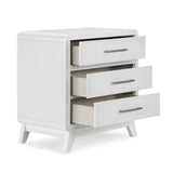 English Elm Doyen Ivory 3-Drawer Nightstand With Linear Metal Hardware