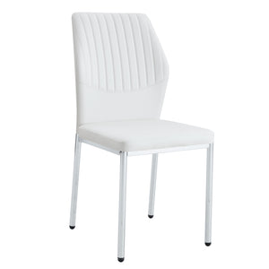 English Elm Luxury White Pu Dining Chair Set Of 6 - Modern Comfort With High Resilience Foam & Silver Legs W1151P282701